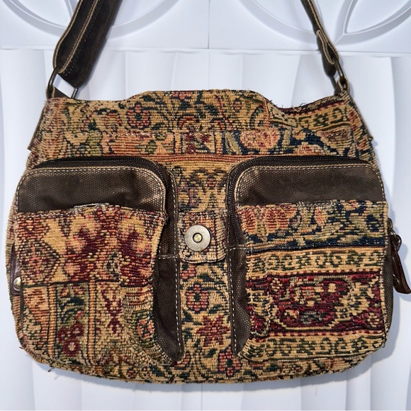 Fossil Vintage Fabric Print Crossbody with Velour Crossbody Strap Purse - Picture 3 of 6
